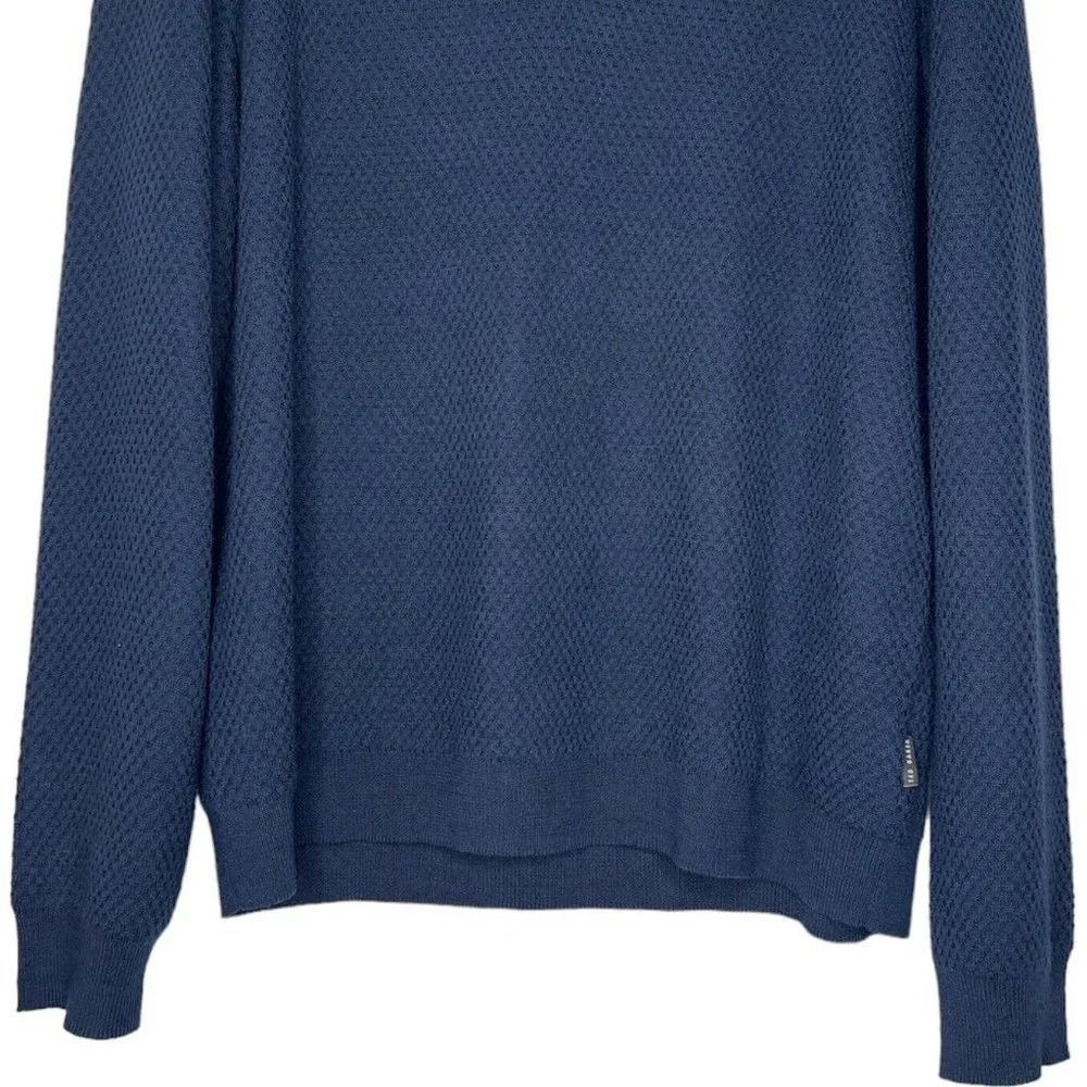 Ted Baker Blue Wool Blend Sweater (Men’s XL/XXL) Tunnel 1/4 Zip Slim Fit